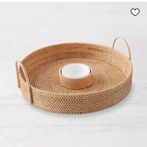 Williams Sonoma Round Woven Serving Tray with Handles